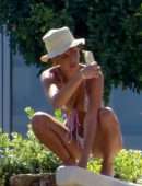 Bella Hadid Booty, Sunbathing in Bikini at Villa on Mykonos Island