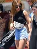 Brenda Song Leggy in Shorts, Shopping at Flea Market in Los Angeles