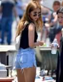 Brenda Song Leggy in Shorts, Shopping at Flea Market in Los Angeles