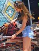 Brenda Song Leggy in Shorts, Shopping at Flea Market in Los Angeles