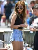 Brenda Song Leggy in Shorts, Shopping at Flea Market in Los Angeles