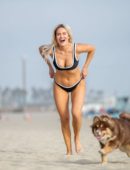 CJ Perry Lana Playing with a Dog on Venice Beach