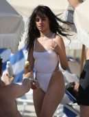 Camila Cabello Booty and Pokies in Wet See-Through Swimsuit in Miami