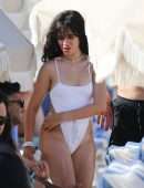 Camila Cabello Booty and Pokies in Wet See-Through Swimsuit in Miami