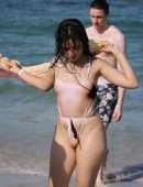 Camila Cabello Booty and Pokies in Wet See-Through Swimsuit in Miami