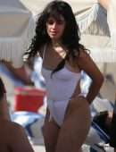Camila Cabello Booty and Pokies in Wet See-Through Swimsuit in Miami