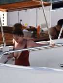 Chrissy Teigen Booty in Swimuit on Holiday in a Yacht in Portofino, Italy
