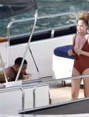 Chrissy Teigen Booty in Swimuit on Holiday in a Yacht in Portofino, Italy