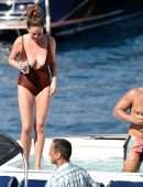 Chrissy Teigen Booty in Swimuit on Holiday in a Yacht in Portofino, Italy