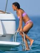 Christina Milian Booty and Pokies in Purple Bikini on a Yacht in France