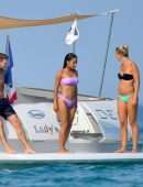 Christina Milian Booty and Pokies in Purple Bikini on a Yacht in France