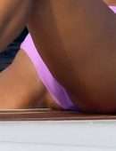 Christina Milian Booty and Pokies in Purple Bikini on a Yacht in France