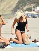 Donna D'Errico Booty in Bikini on the Beach in Malibu