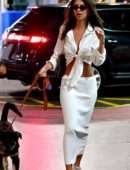 Emily Ratajkowski is looking sexy while walking her dog early in the morning in NYC