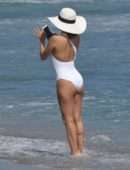 Eva Longoria Booty in Swimsuit at a Beach in Marbella