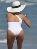 Eva Longoria Booty in Swimsuit at a Beach in Marbella