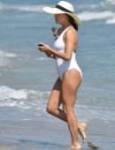 Eva Longoria Booty in Swimsuit at a Beach in Marbella