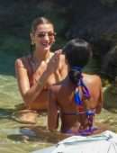 Gigi Hadid and Bella Hadid in Bikini at Beach on Mykonos Island