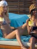 Gigi Hadid and Bella Hadid Booty in Bikini on the Beach in Mykonos