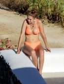 Gigi Hadid in Orange Bikini in Mykonos