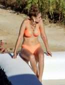 Gigi Hadid in Orange Bikini in Mykonos