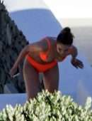 Gigi Hadid in Orange Bikini in Mykonos