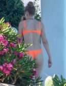 Gigi Hadid in Orange Bikini in Mykonos