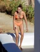 Gigi Hadid in Orange Bikini in Mykonos
