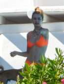 Gigi Hadid in Orange Bikini in Mykonos