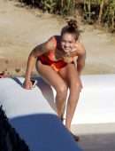 Gigi Hadid in Orange Bikini in Mykonos