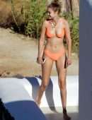 Gigi Hadid in Orange Bikini in Mykonos