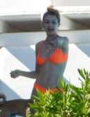 Gigi Hadid in Orange Bikini in Mykonos