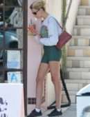Hailey Clauson in Tight Shorts at Alfred’s Tea Room in Los Angeles