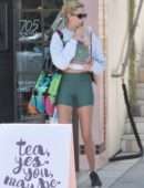 Hailey Clauson in Tight Shorts at Alfred’s Tea Room in Los Angeles