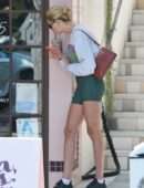 Hailey Clauson in Tight Shorts at Alfred’s Tea Room in Los Angeles