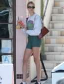 Hailey Clauson in Tight Shorts at Alfred’s Tea Room in Los Angeles