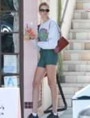 Hailey Clauson in Tight Shorts at Alfred’s Tea Room in Los Angeles