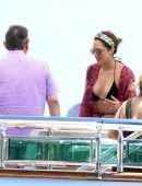 Katharine McPhee in Black Bikini in Capri, Italy