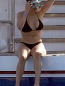 Katharine McPhee in Black Bikini in Capri, Italy
