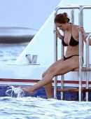 Katharine McPhee in Black Bikini in Capri, Italy