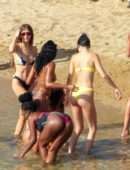 Kendall Jenner in Bikini and Friends on a Beach in Mykonos, Greece