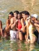 Kendall Jenner in Bikini and Friends on a Beach in Mykonos, Greece