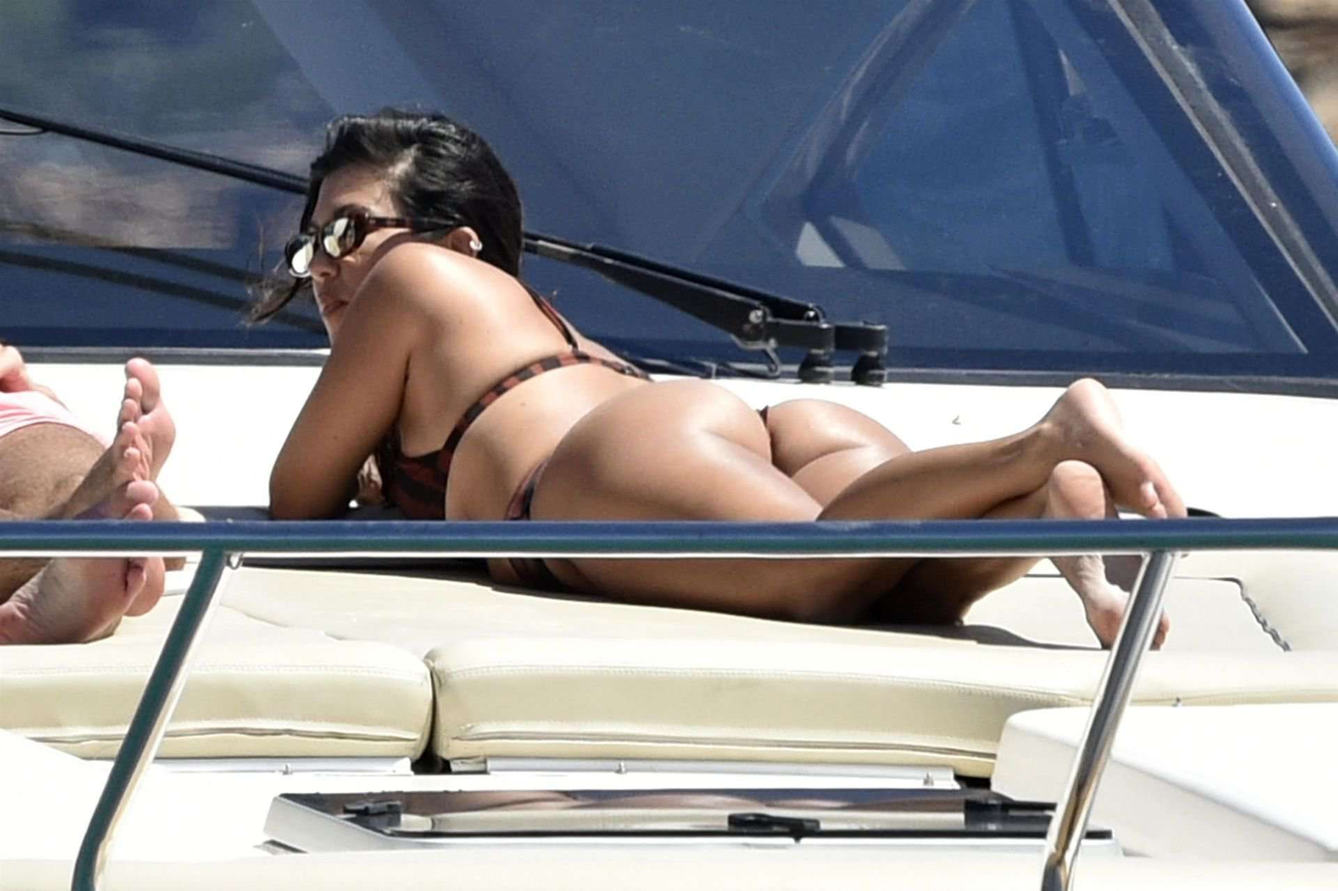 Kourtney Kardashian Booty in Bikini on a Yacht in Sardinia