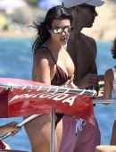 Kourtney Kardashian Booty in Bikini on a Yacht in Sardinia