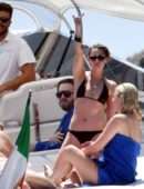 Kristen Stewart in Bikini on a Yacht on the Amalfi Coast, Italy