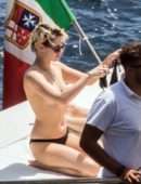 Kristen Stewart in Bikini on a Yacht on the Amalfi Coast, Italy