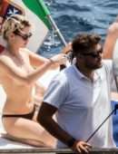 Kristen Stewart in Bikini on a Yacht on the Amalfi Coast, Italy