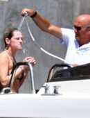 Kristen Stewart in Bikini on a Yacht on the Amalfi Coast, Italy