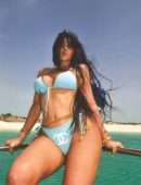 Kylie Jenner Blue Bikini Photoshoot on a Boat 2019