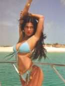 Kylie Jenner Blue Bikini Photoshoot on a Boat 2019